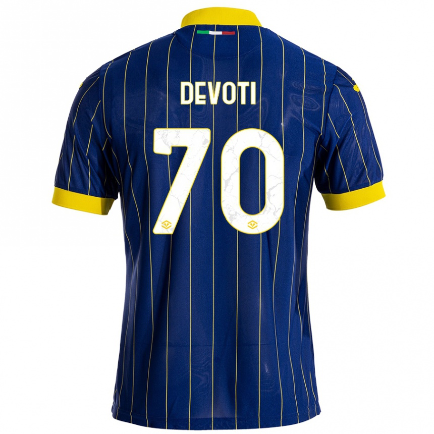 Niño Fútbol Camiseta Andrea Devoti #70 Azul Amarillo 1ª Equipación 2024/25 México