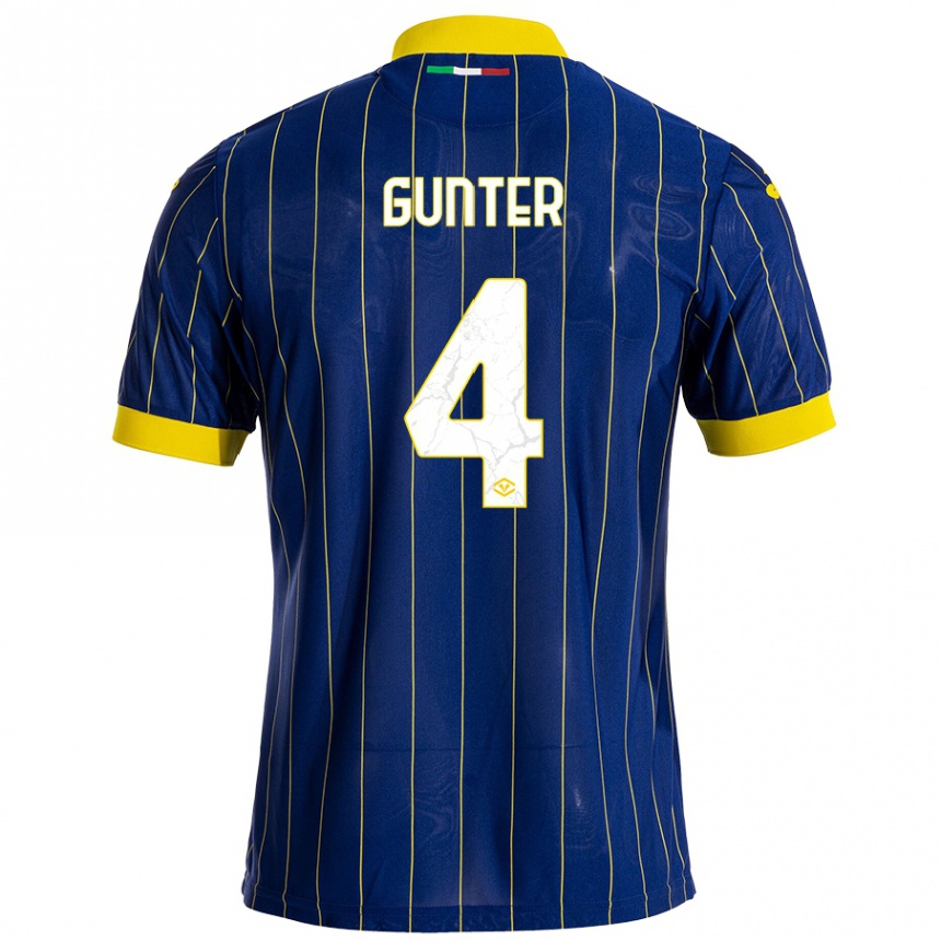 Niño Fútbol Camiseta Koray Günter #4 Azul Amarillo 1ª Equipación 2024/25 México