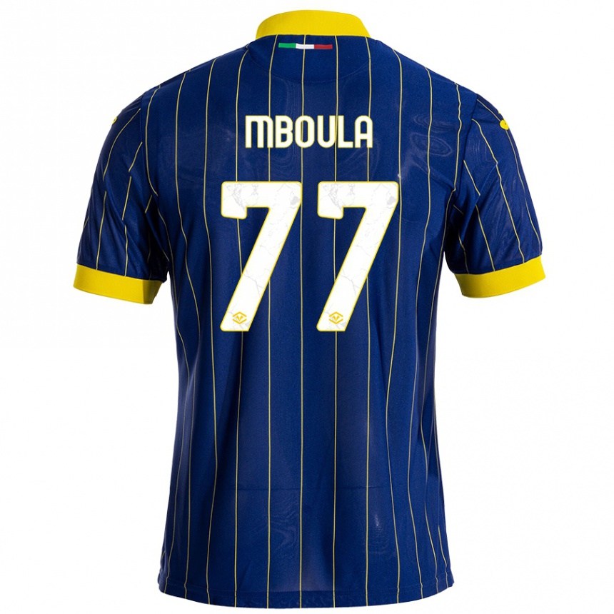 Niño Fútbol Camiseta Jordi Mboula #77 Azul Amarillo 1ª Equipación 2024/25 México