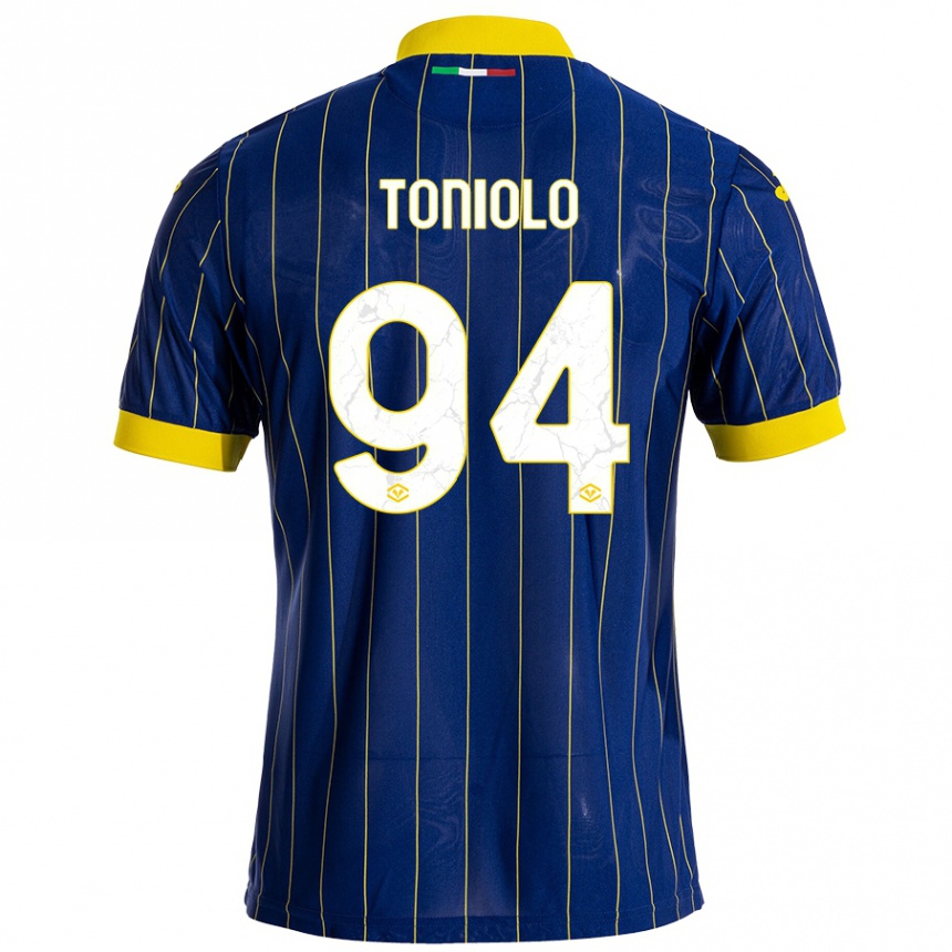 Niño Fútbol Camiseta Giacomo Toniolo #94 Azul Amarillo 1ª Equipación 2024/25 México