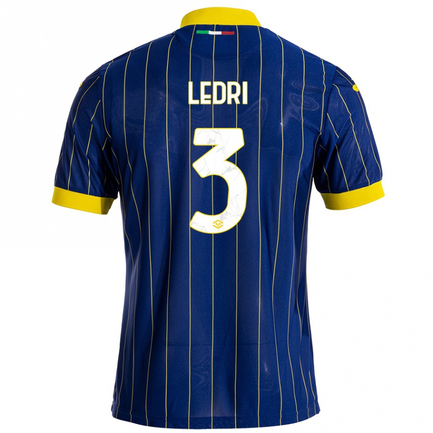 Niño Fútbol Camiseta Michela Ledri #3 Azul Amarillo 1ª Equipación 2024/25 México