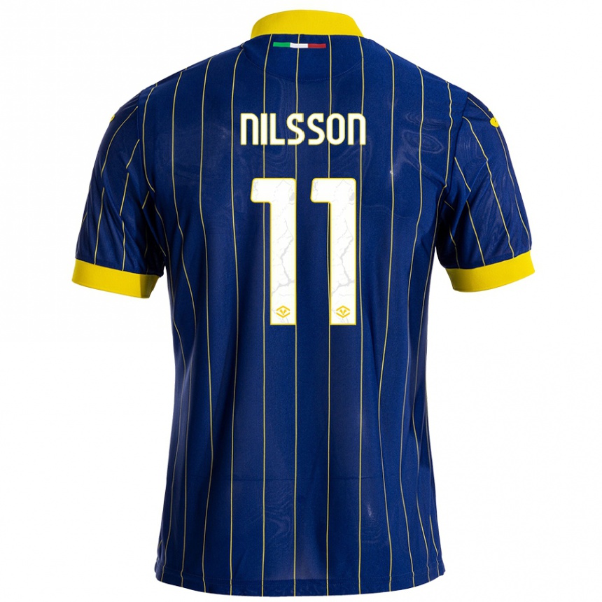 Niño Fútbol Camiseta Sara Nilsson #11 Azul Amarillo 1ª Equipación 2024/25 México