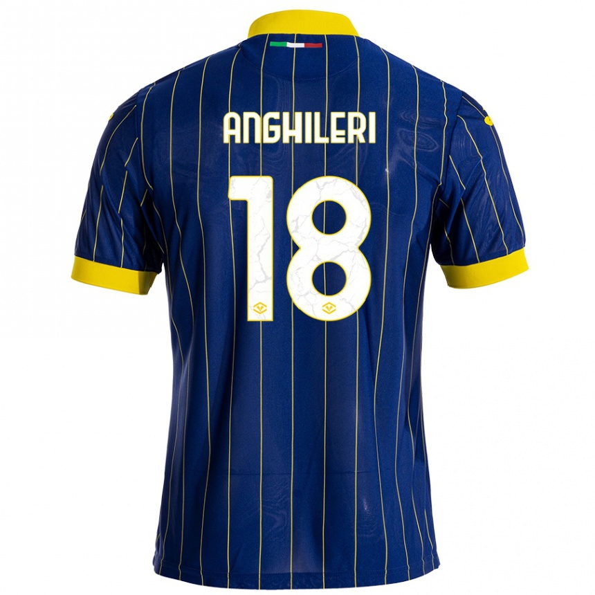 Niño Fútbol Camiseta Federica Anghileri #18 Azul Amarillo 1ª Equipación 2024/25 México