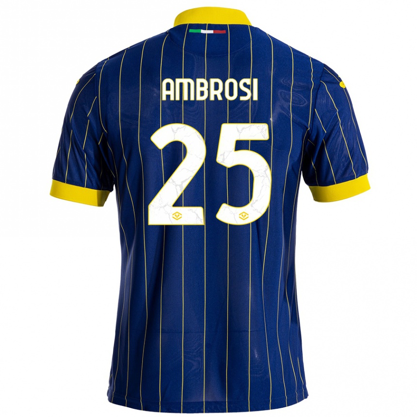 Niño Fútbol Camiseta Caterina Ambrosi #25 Azul Amarillo 1ª Equipación 2024/25 México