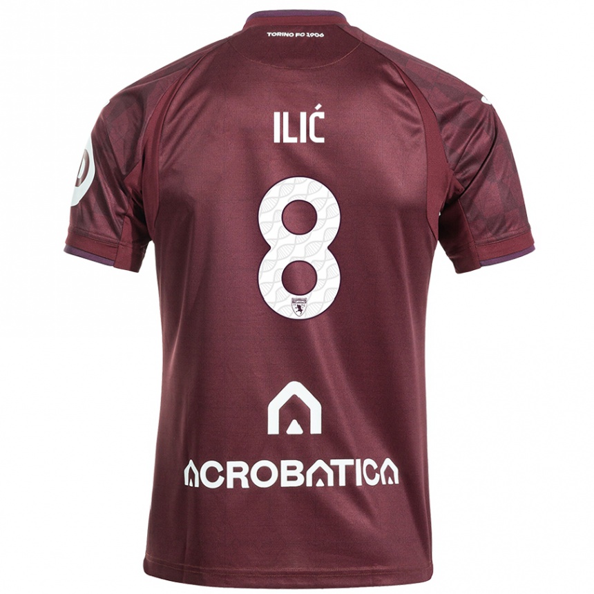 Niño Fútbol Camiseta Ivan Ilić #8 Granate Blanco 1ª Equipación 2024/25 México