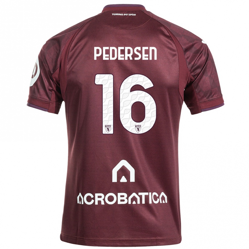 Niño Fútbol Camiseta Marcus Pedersen #16 Granate Blanco 1ª Equipación 2024/25 México