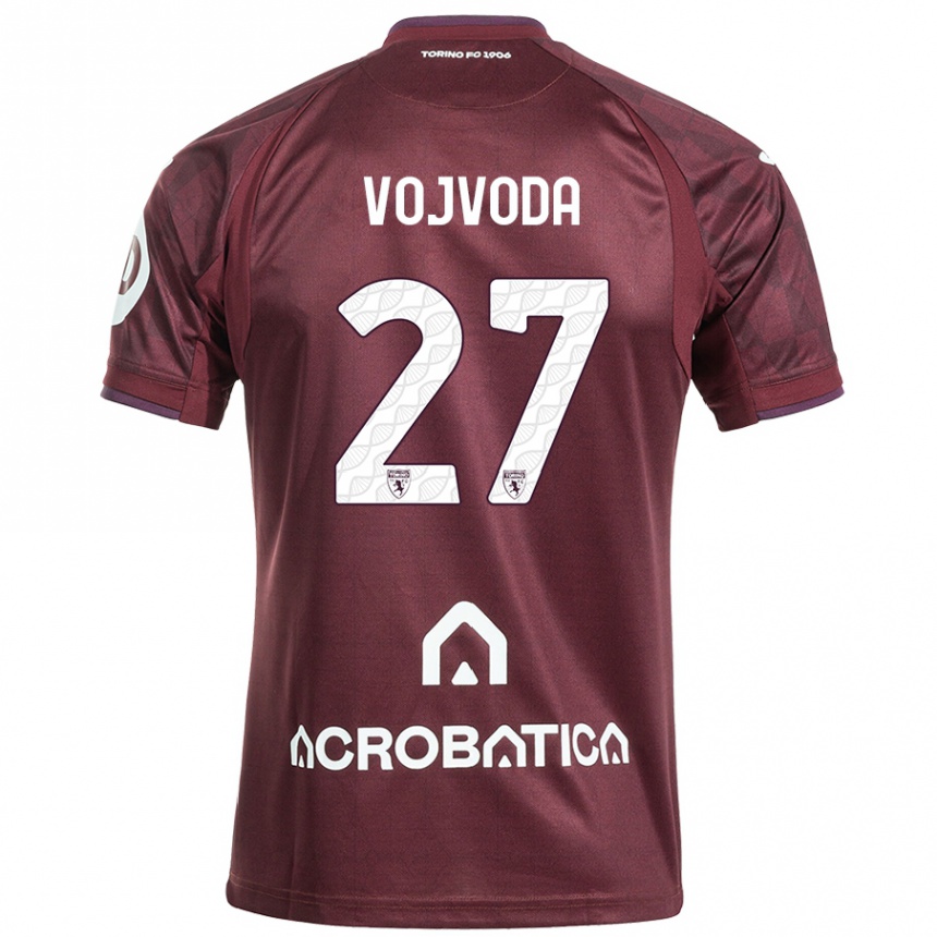 Niño Fútbol Camiseta Mërgim Vojvoda #27 Granate Blanco 1ª Equipación 2024/25 México