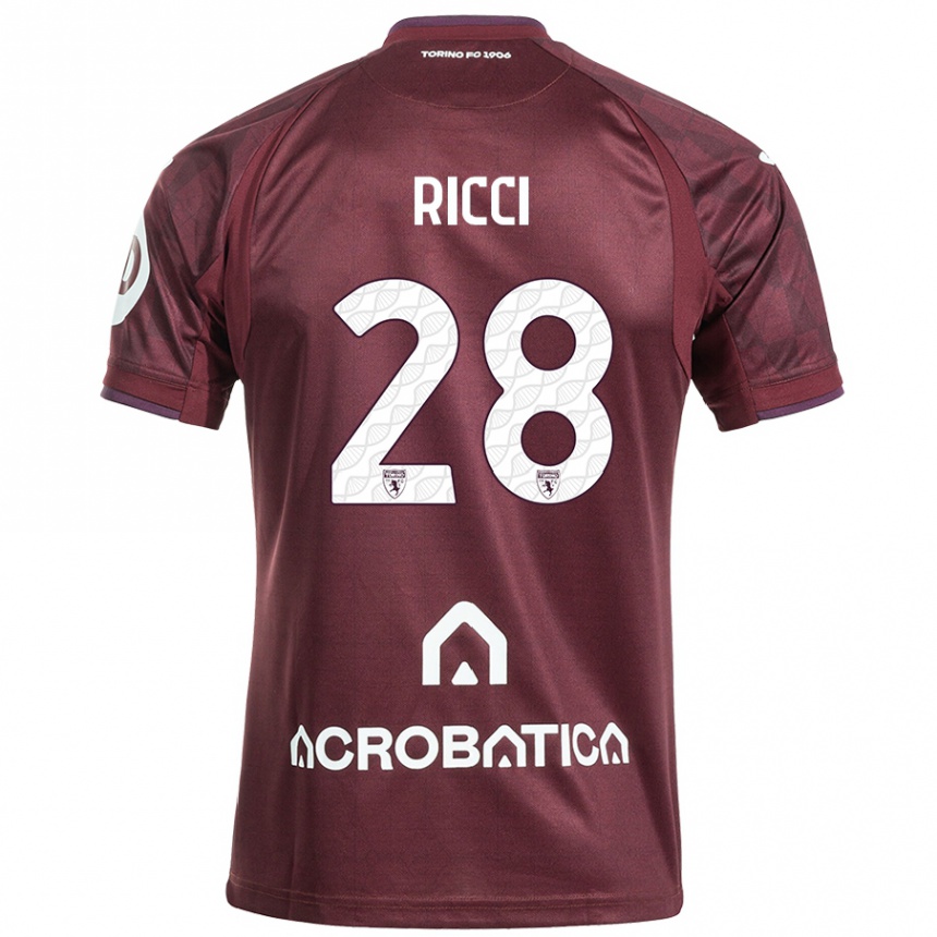 Niño Fútbol Camiseta Samuele Ricci #28 Granate Blanco 1ª Equipación 2024/25 México