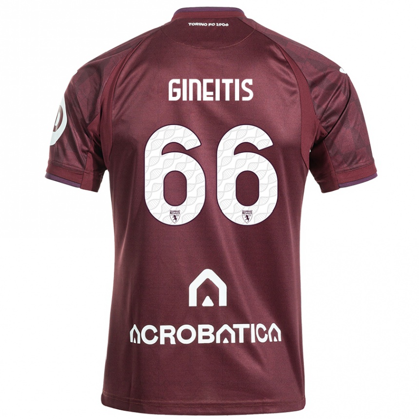 Niño Fútbol Camiseta Gvidas Gineitis #66 Granate Blanco 1ª Equipación 2024/25 México