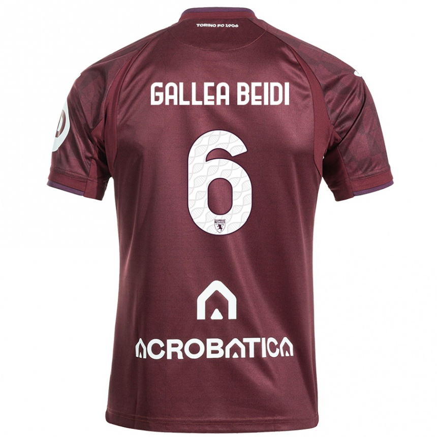 Niño Fútbol Camiseta Francesco Gallea Beidi #6 Granate Blanco 1ª Equipación 2024/25 México