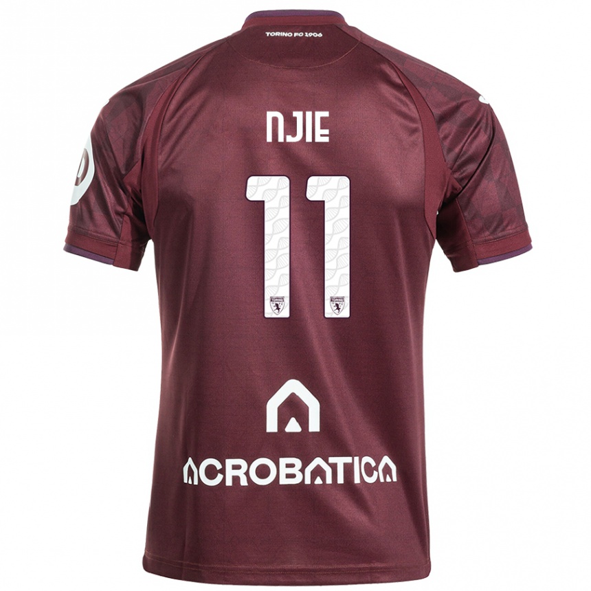 Niño Fútbol Camiseta Alieu Njie #11 Granate Blanco 1ª Equipación 2024/25 México