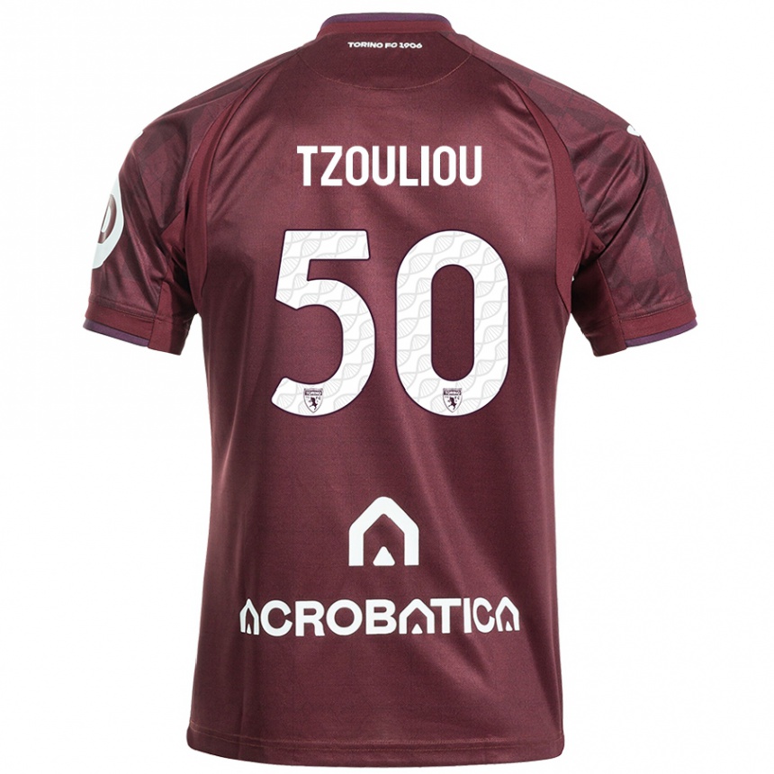 Niño Fútbol Camiseta Dimitrianos Tzouliou #50 Granate Blanco 1ª Equipación 2024/25 México