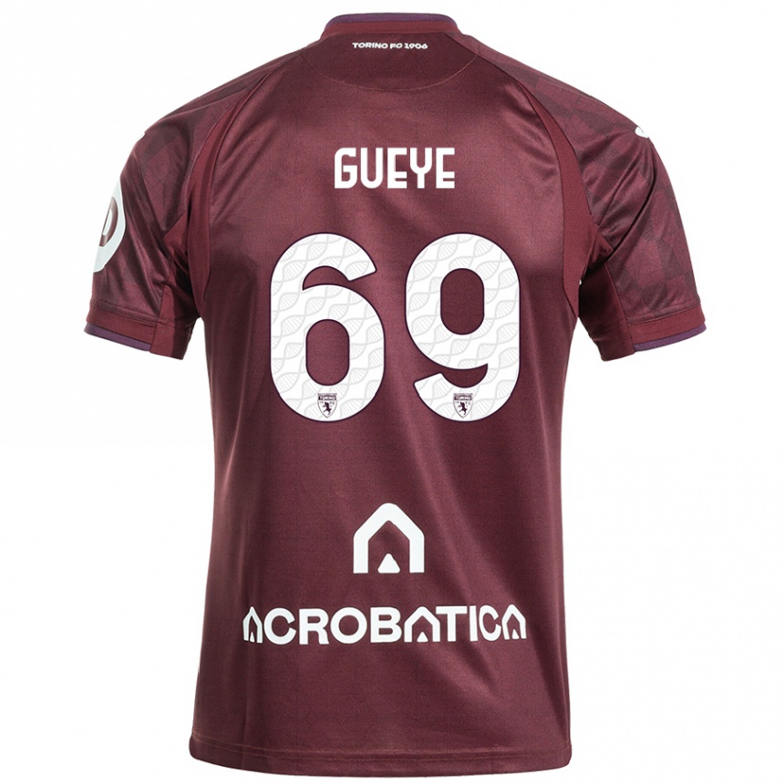 Niño Fútbol Camiseta Ousmane Gueye #69 Granate Blanco 1ª Equipación 2024/25 México