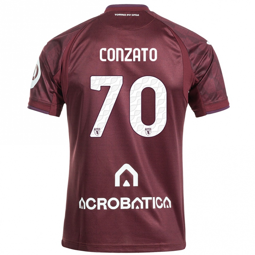 Niño Fútbol Camiseta Filippo Conzato #70 Granate Blanco 1ª Equipación 2024/25 México