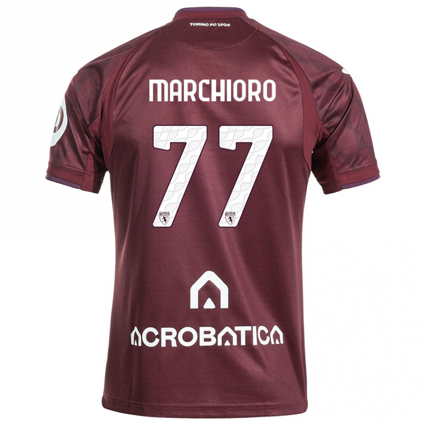 Niño Fútbol Camiseta Raffaele Marchioro #77 Granate Blanco 1ª Equipación 2024/25 México