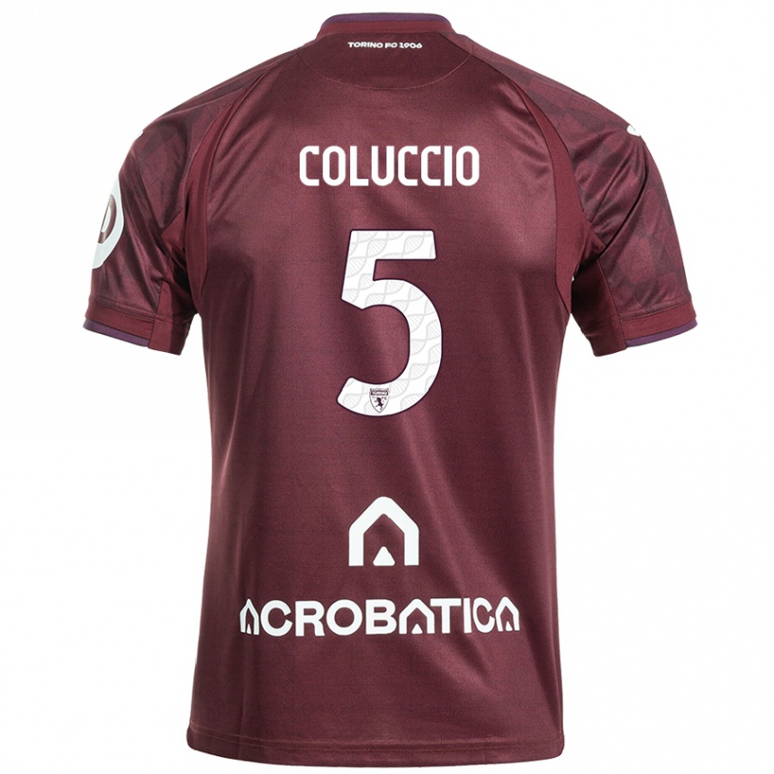 Niño Fútbol Camiseta Francesca Coluccio #5 Granate Blanco 1ª Equipación 2024/25 México