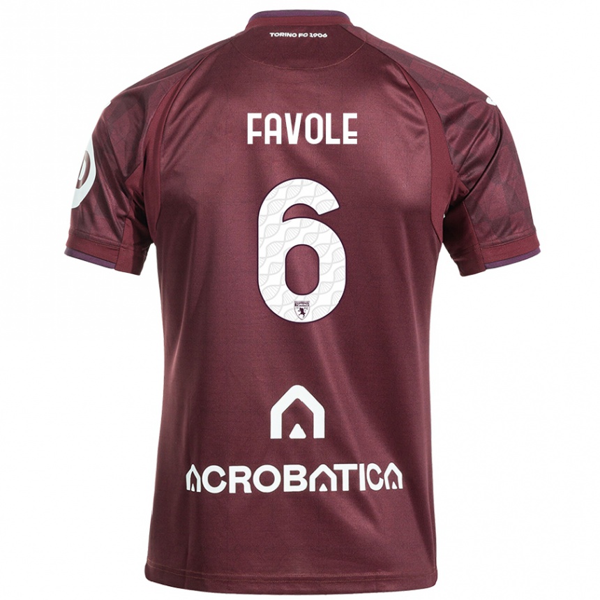 Niño Fútbol Camiseta Stefania Favole #6 Granate Blanco 1ª Equipación 2024/25 México