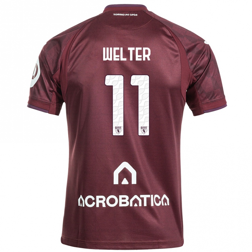 Niño Fútbol Camiseta Francesca Welter #11 Granate Blanco 1ª Equipación 2024/25 México