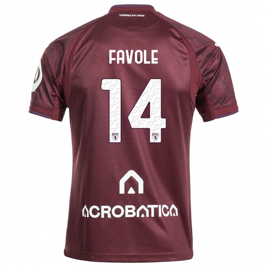 Niño Fútbol Camiseta Annalisa Favole #14 Granate Blanco 1ª Equipación 2024/25 México