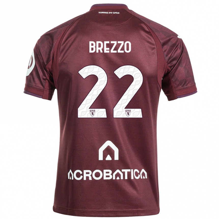 Niño Fútbol Camiseta Matteo Brezzo #22 Granate Blanco 1ª Equipación 2024/25 México