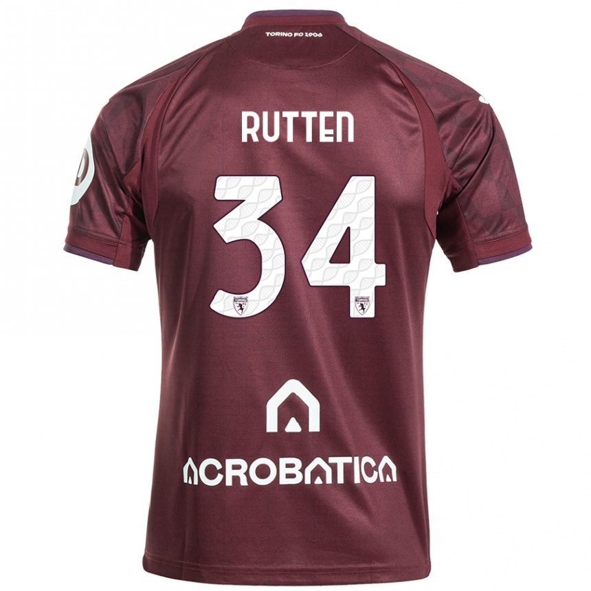 Niño Fútbol Camiseta Jill Rutten #34 Granate Blanco 1ª Equipación 2024/25 México