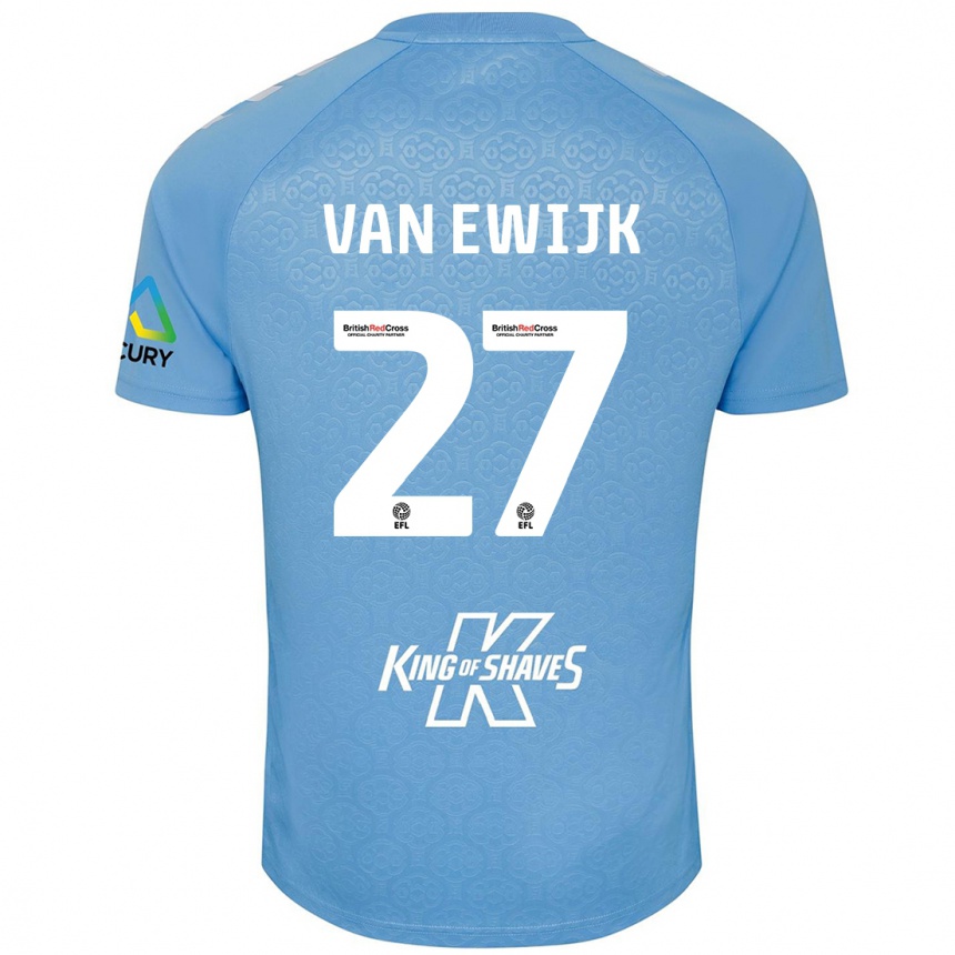 Niño Fútbol Camiseta Milan Van Ewijk #27 Azul Blanco 1ª Equipación 2024/25 México