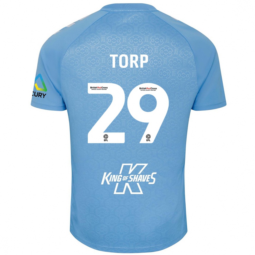 Niño Fútbol Camiseta Victor Torp #29 Azul Blanco 1ª Equipación 2024/25 México