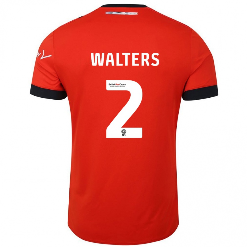 Niño Fútbol Camiseta Reuell Walters #2 Naranja Negro 1ª Equipación 2024/25 México