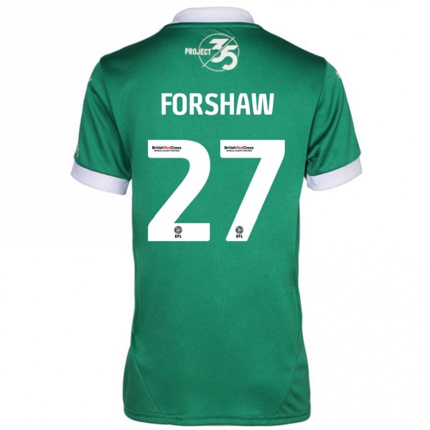 Niño Fútbol Camiseta Adam Forshaw #27 Verde Blanco 1ª Equipación 2024/25 México