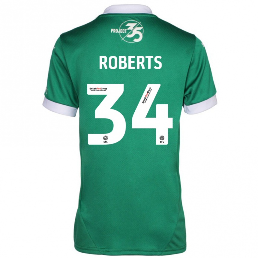 Niño Fútbol Camiseta Caleb Roberts #34 Verde Blanco 1ª Equipación 2024/25 México