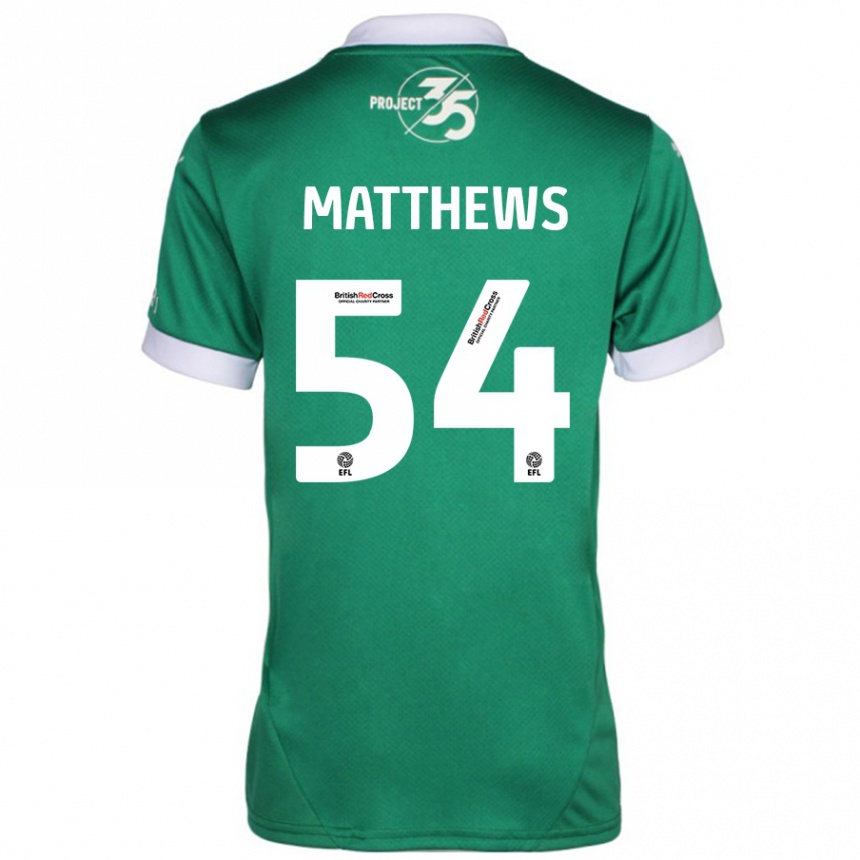 Niño Fútbol Camiseta Jack Matthews #54 Verde Blanco 1ª Equipación 2024/25 México