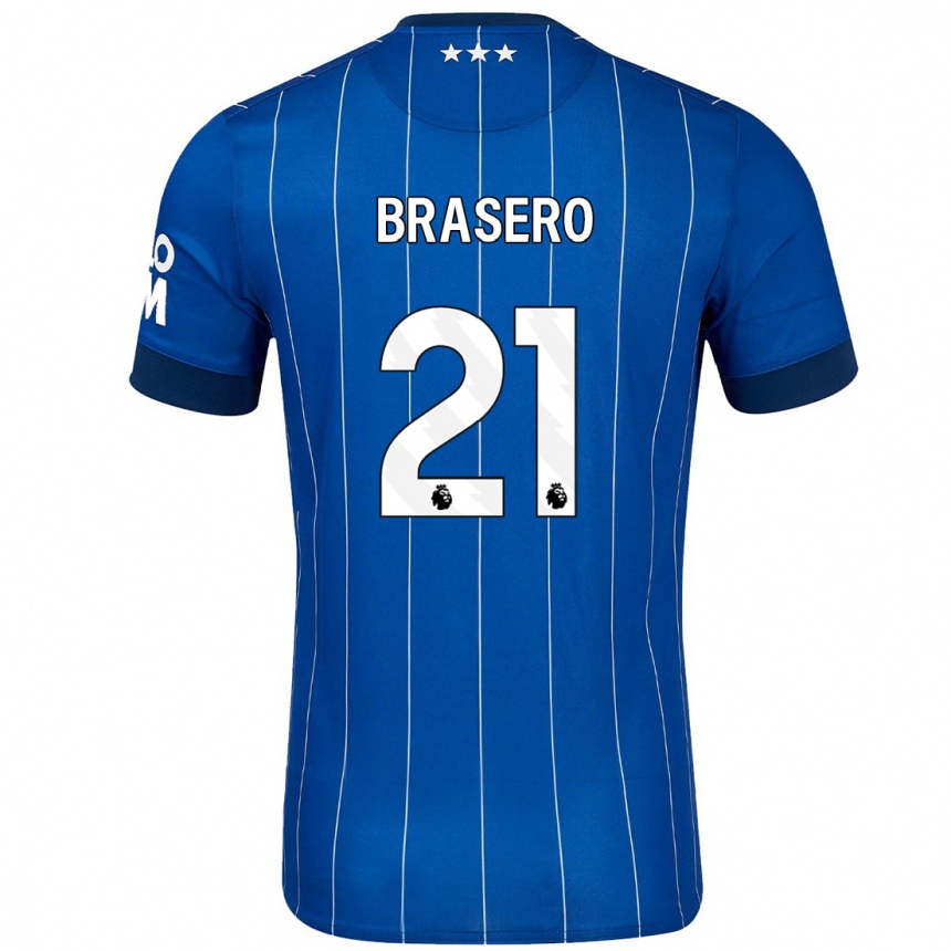 Niño Fútbol Camiseta Sarah Brasero-Carreira #21 Azul Marino 1ª Equipación 2024/25 México