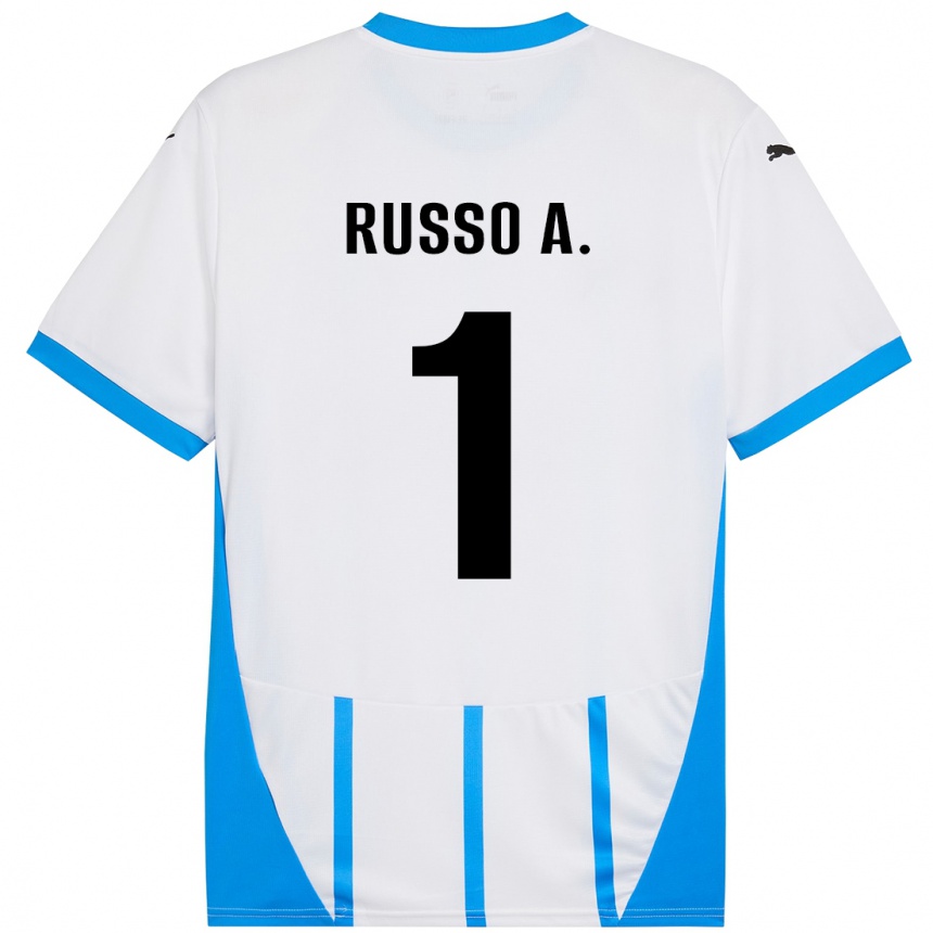 Niño Fútbol Camiseta Alessandro Russo #1 Blanco Azul 2ª Equipación 2024/25 México