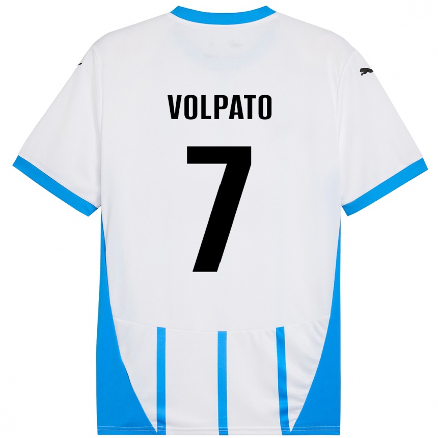 Niño Fútbol Camiseta Cristian Volpato #7 Blanco Azul 2ª Equipación 2024/25 México