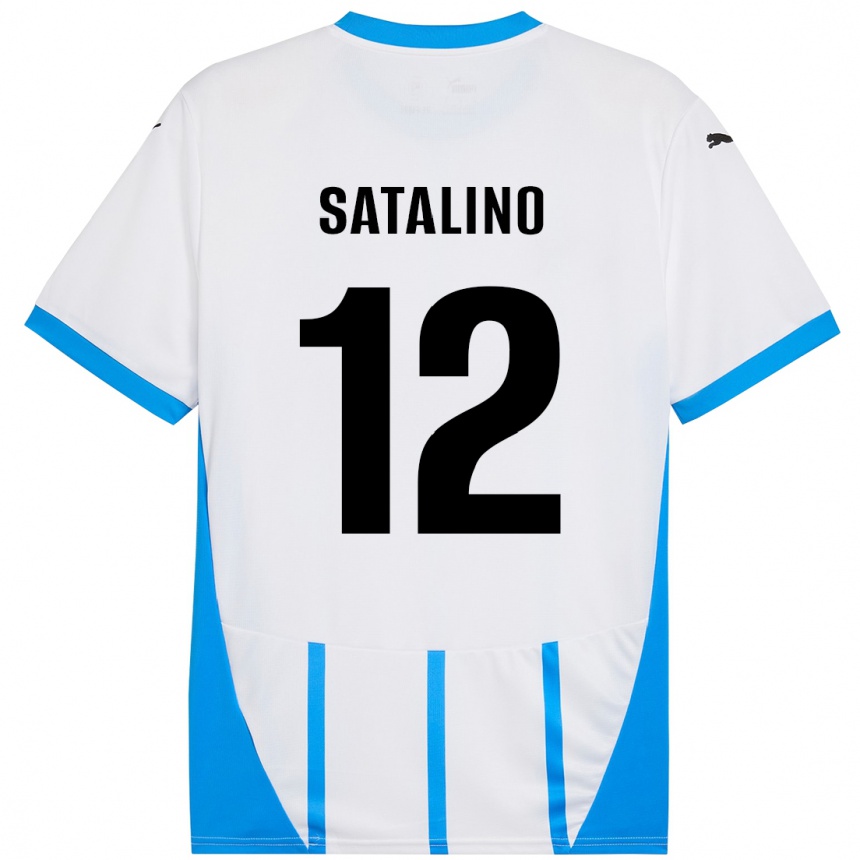 Niño Fútbol Camiseta Giacomo Satalino #12 Blanco Azul 2ª Equipación 2024/25 México