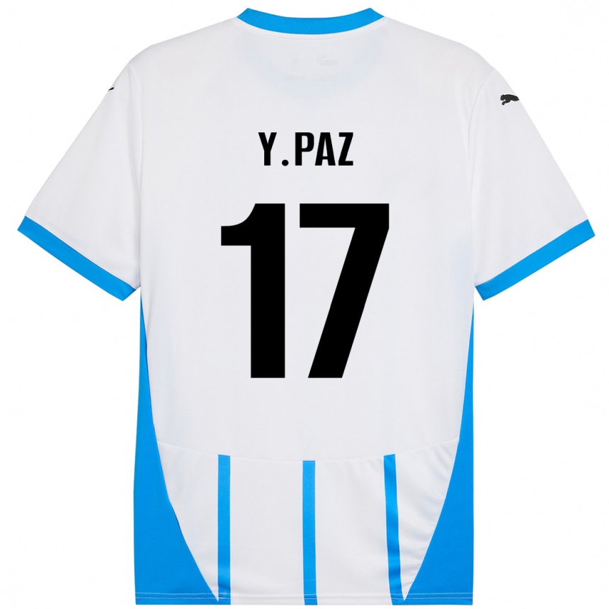 Niño Fútbol Camiseta Yeferson Paz #17 Blanco Azul 2ª Equipación 2024/25 México