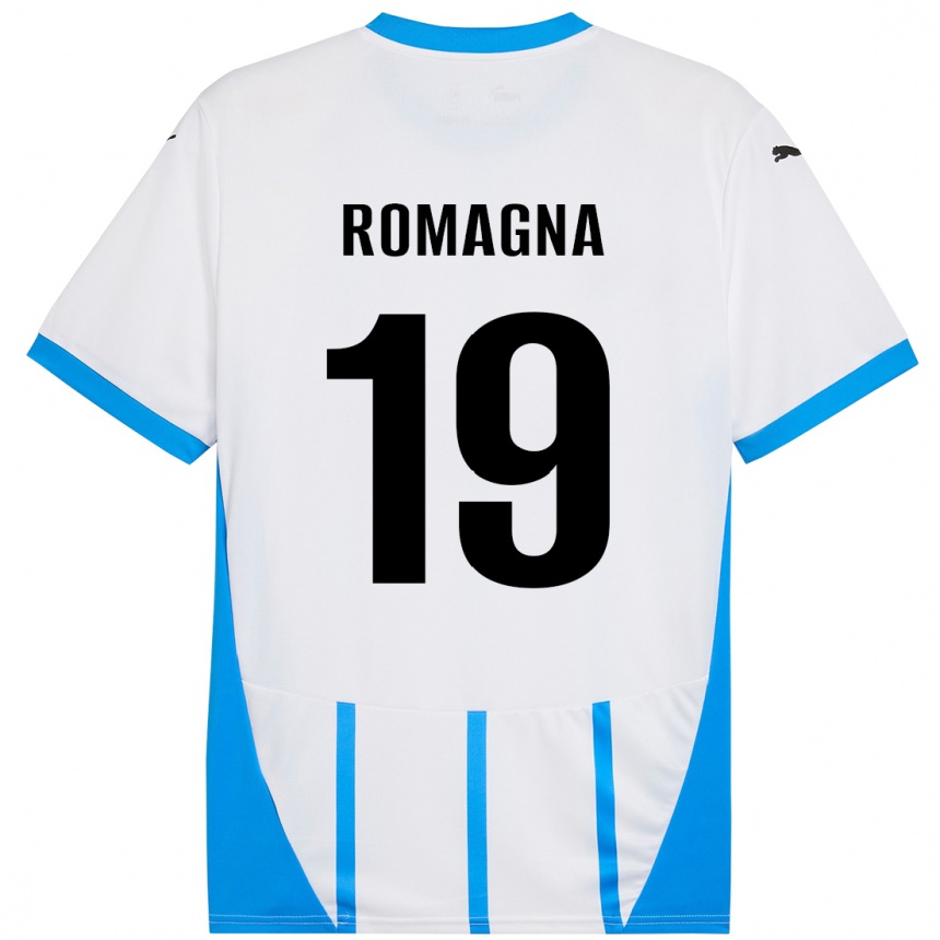 Niño Fútbol Camiseta Filippo Romagna #19 Blanco Azul 2ª Equipación 2024/25 México