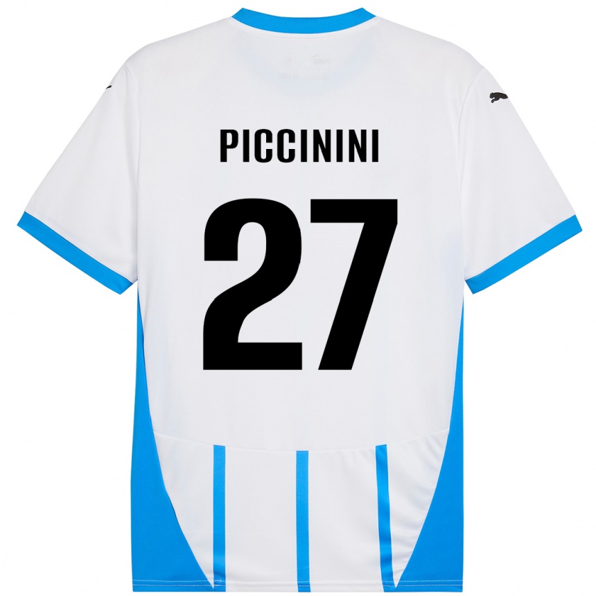 Niño Fútbol Camiseta Stefano Piccinini #27 Blanco Azul 2ª Equipación 2024/25 México