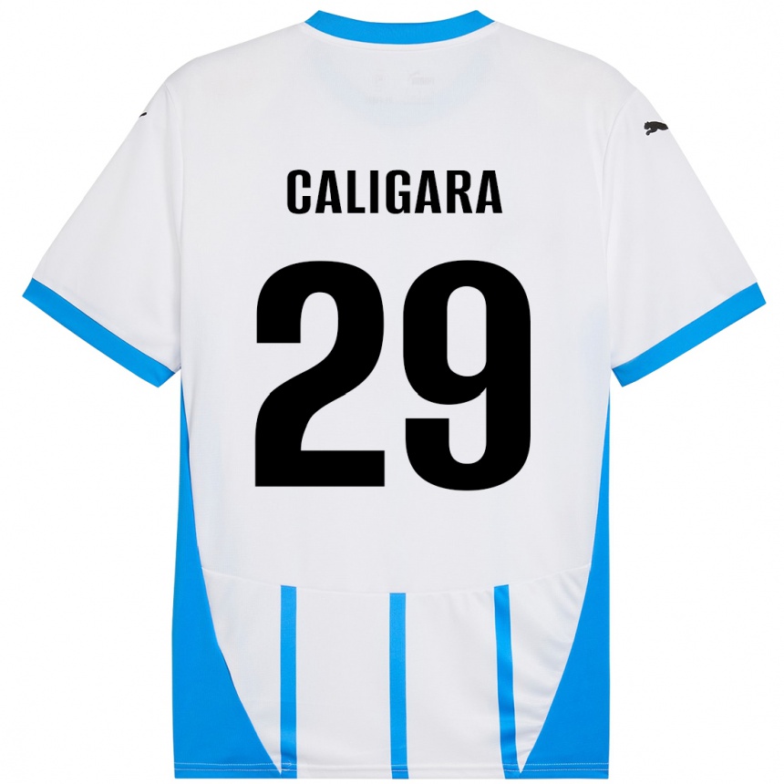 Niño Fútbol Camiseta Fabrizio Caligara #29 Blanco Azul 2ª Equipación 2024/25 México