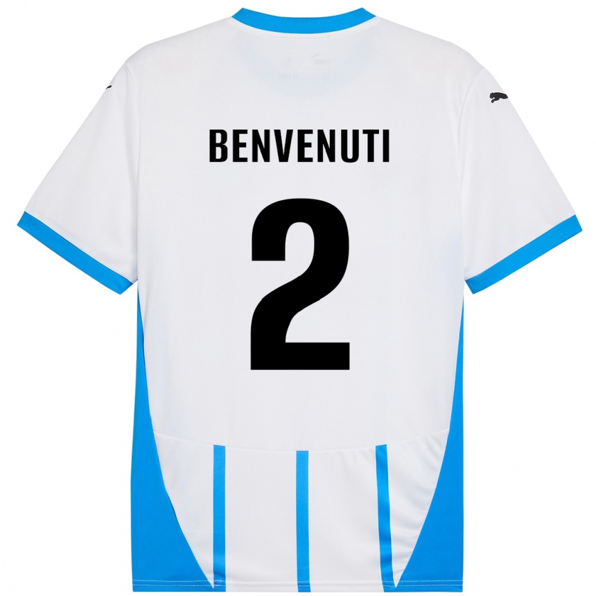 Niño Fútbol Camiseta Giacomo Benvenuti #2 Blanco Azul 2ª Equipación 2024/25 México