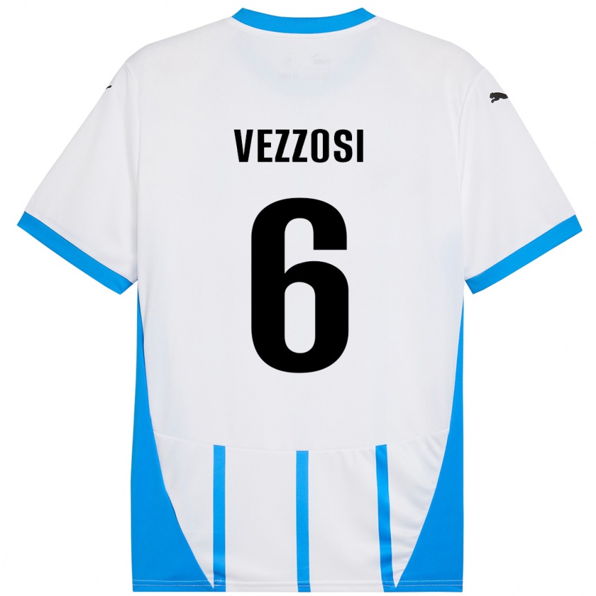 Niño Fútbol Camiseta Giorgio Vezzosi #6 Blanco Azul 2ª Equipación 2024/25 México