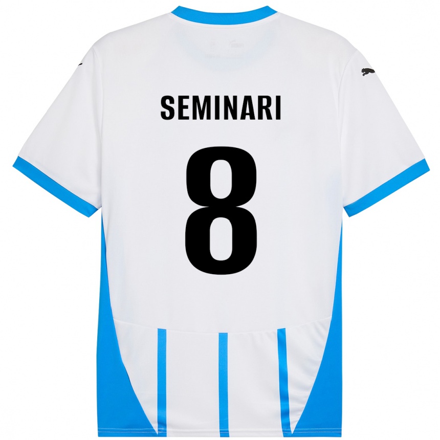 Niño Fútbol Camiseta Giacomo Seminari #8 Blanco Azul 2ª Equipación 2024/25 México