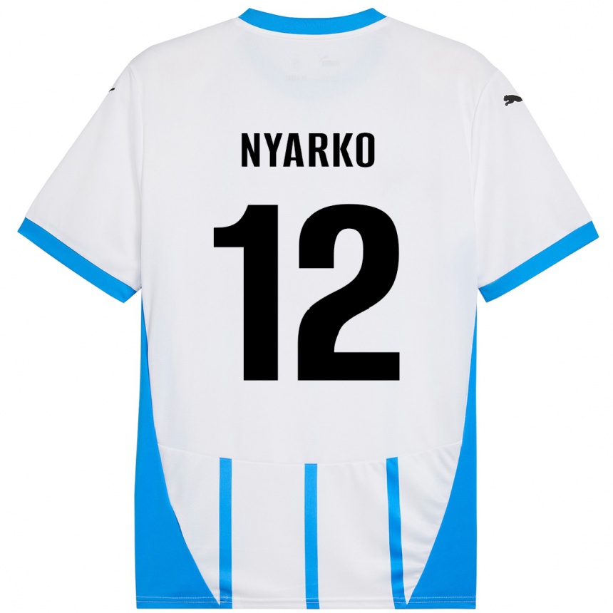 Niño Fútbol Camiseta Lorenzo Nyarko #12 Blanco Azul 2ª Equipación 2024/25 México