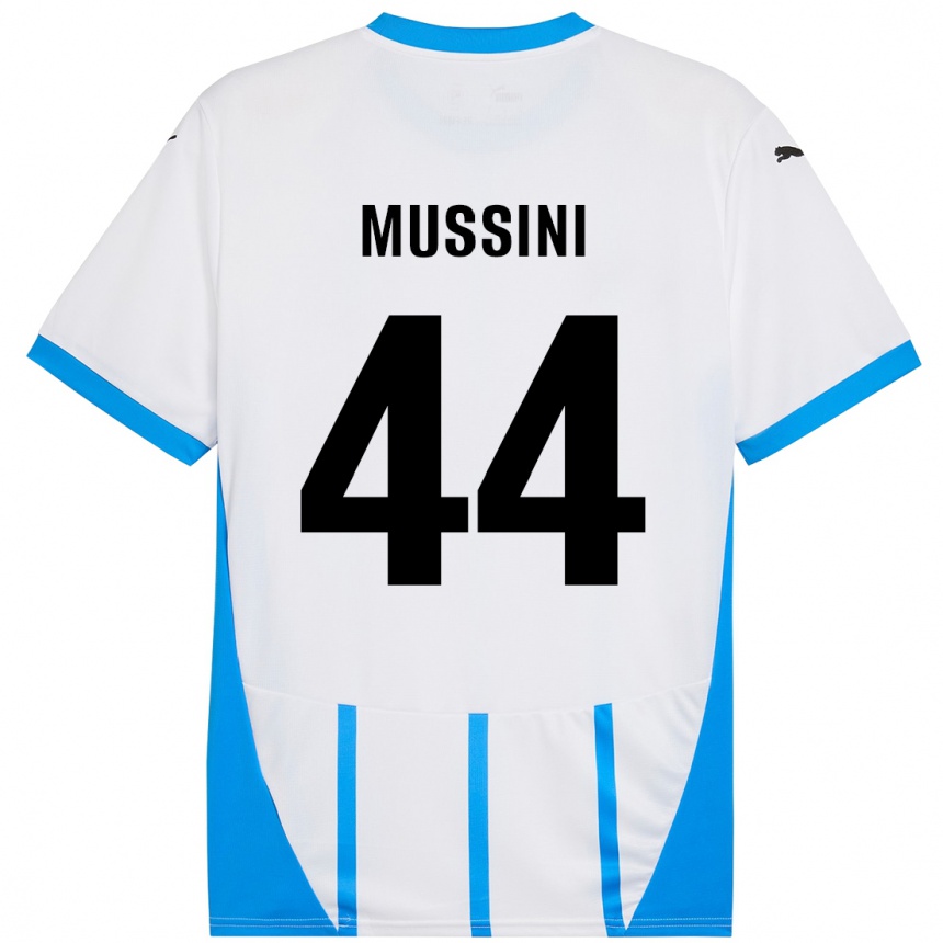 Niño Fútbol Camiseta Andrea Mussini #44 Blanco Azul 2ª Equipación 2024/25 México