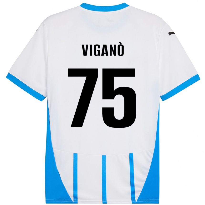 Niño Fútbol Camiseta Lorenzo Viganò #75 Blanco Azul 2ª Equipación 2024/25 México