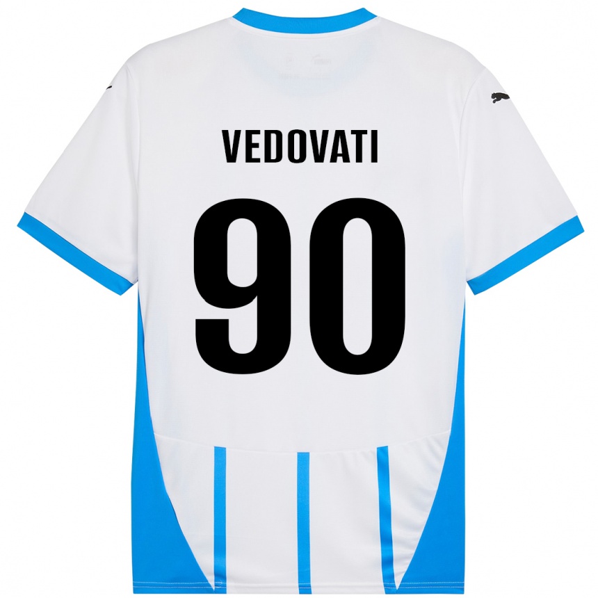 Niño Fútbol Camiseta Gabriele Vedovati #90 Blanco Azul 2ª Equipación 2024/25 México