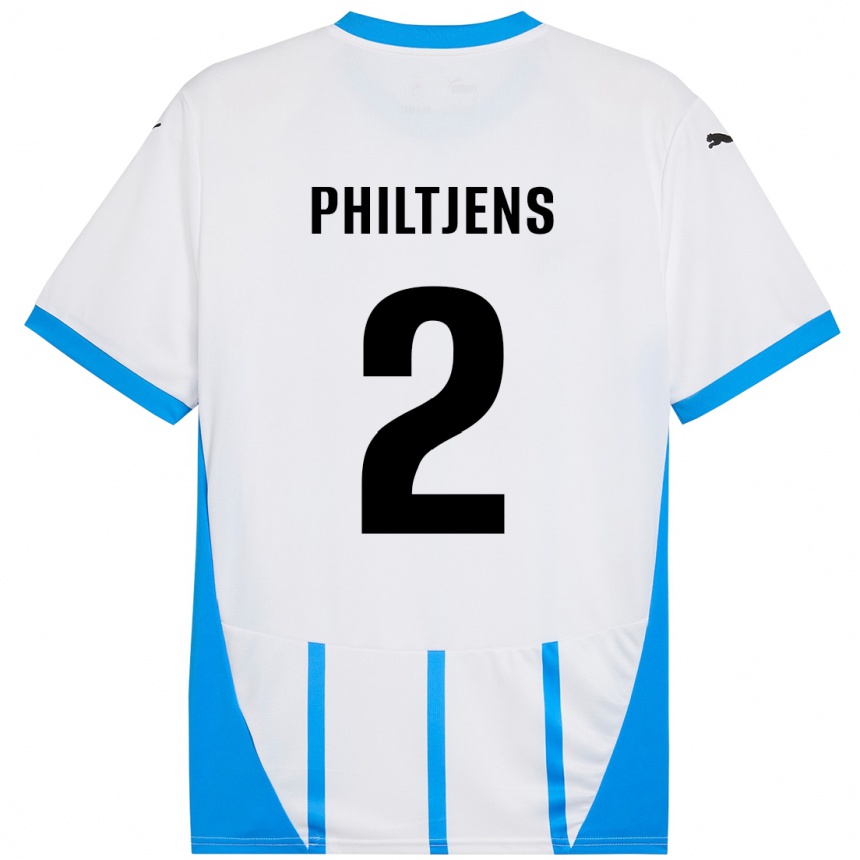 Niño Fútbol Camiseta Davina Philtjens #2 Blanco Azul 2ª Equipación 2024/25 México