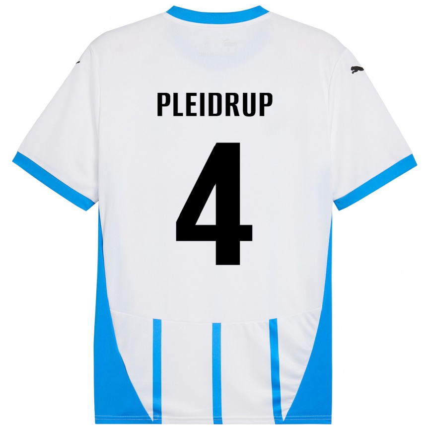 Niño Fútbol Camiseta Caroline Pleidrup #4 Blanco Azul 2ª Equipación 2024/25 México