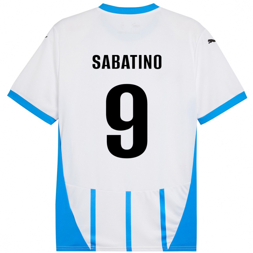 Niño Fútbol Camiseta Daniela Sabatino #9 Blanco Azul 2ª Equipación 2024/25 México