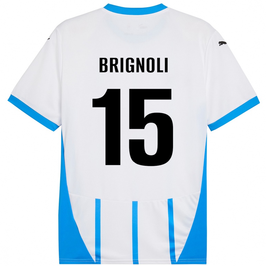 Niño Fútbol Camiseta Benedetta Brignoli #15 Blanco Azul 2ª Equipación 2024/25 México